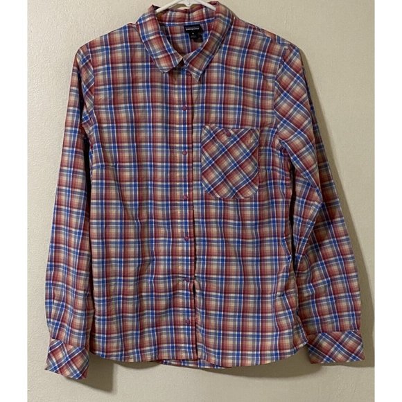Patagonia Tops - Patagonia Women's Medium Long Sleeve Snap Button Plaid Shirt Red Blue White